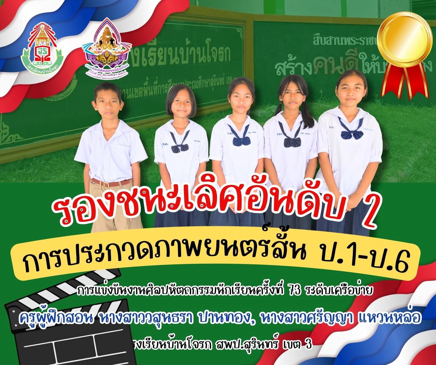 ผลการแข่งขันรองชนะเลิศอันดับ 2 การประกวดภาพยนตร์สั้น ป.4-6